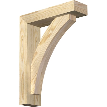 Ekena Millwork Thorton Block Rough Sawn Bracket w/ Offset Brace, Douglas Fir, 4"W x 14"D x 18"H BKT0402X14X18THR05RDF